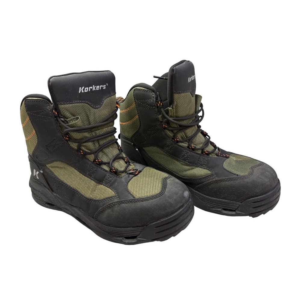 Korkers Greenback Wading Boots Mens 11 Olive Black FB4801 OmniTrax Fishing